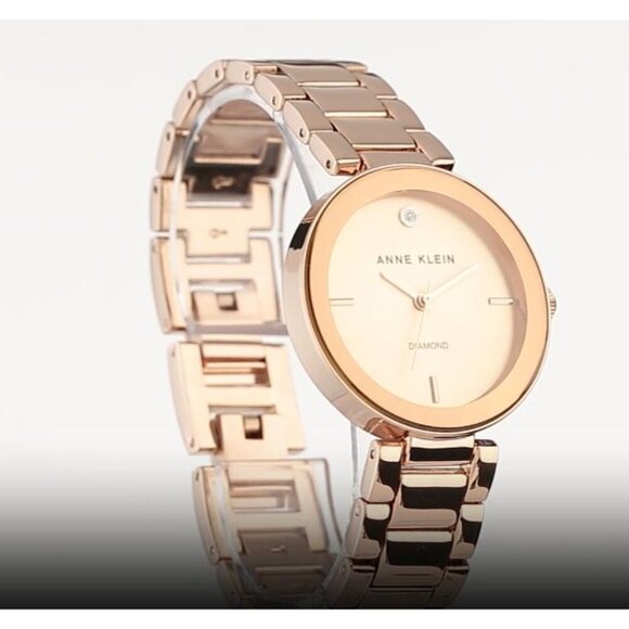 Anne Klein Diamond Dial Bracelet Watch Rose Gold Tone - Picture 6 of 6